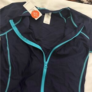 Rash guard Navy and Teal swim Jacket